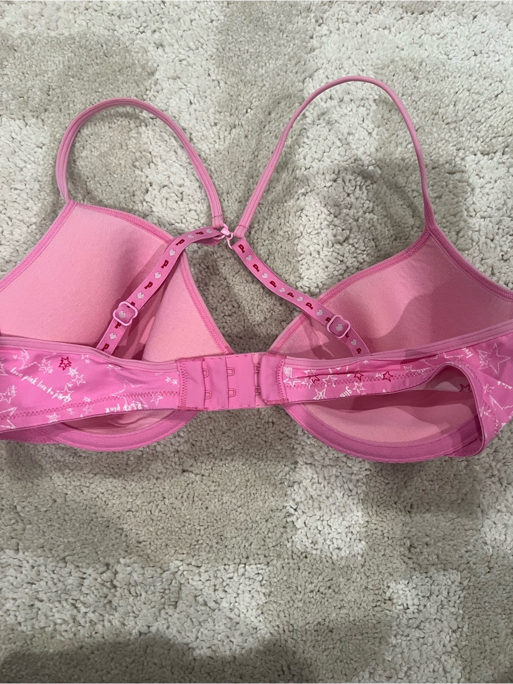 Pink Star-Print T-Shirt Bra - Picture 3 of 7
